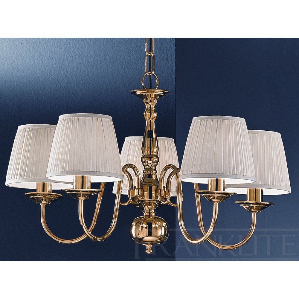 PE7915 Delft 5 Light Pendant Polished Brass