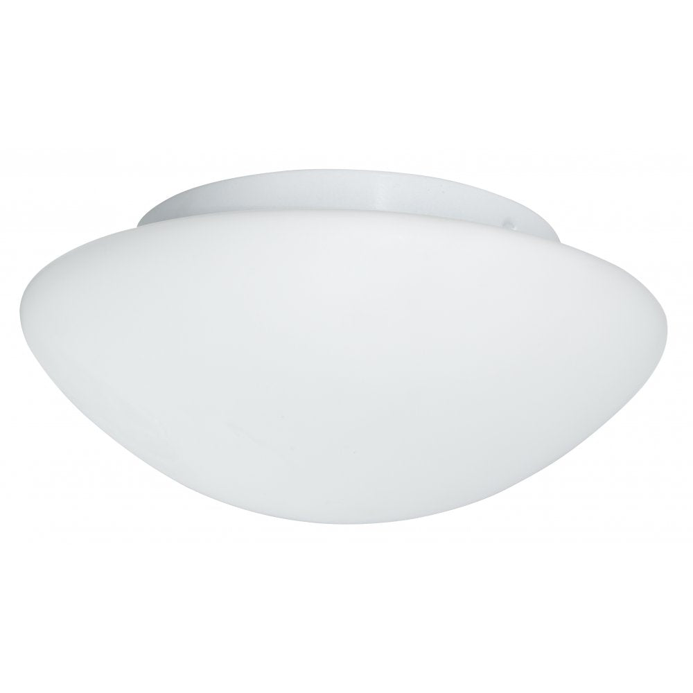 Bathroom Ip44 1 Light - White Flush Opal Glass Fitting 23cm
