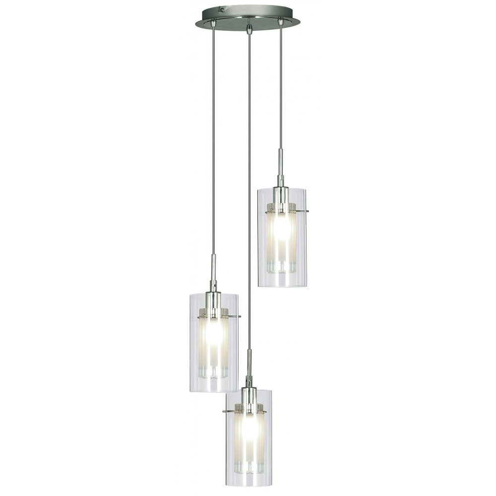 2300-3 Duo I - Ss Double Glass 3 Light Pendant