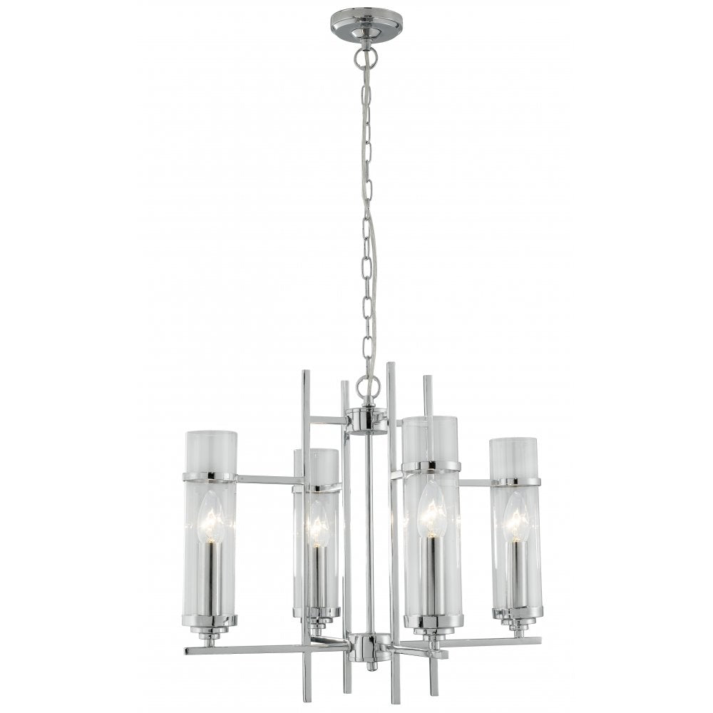 3094-4CC Milo Chrome 4 Light Pend-clear Glass Cylinder Shade