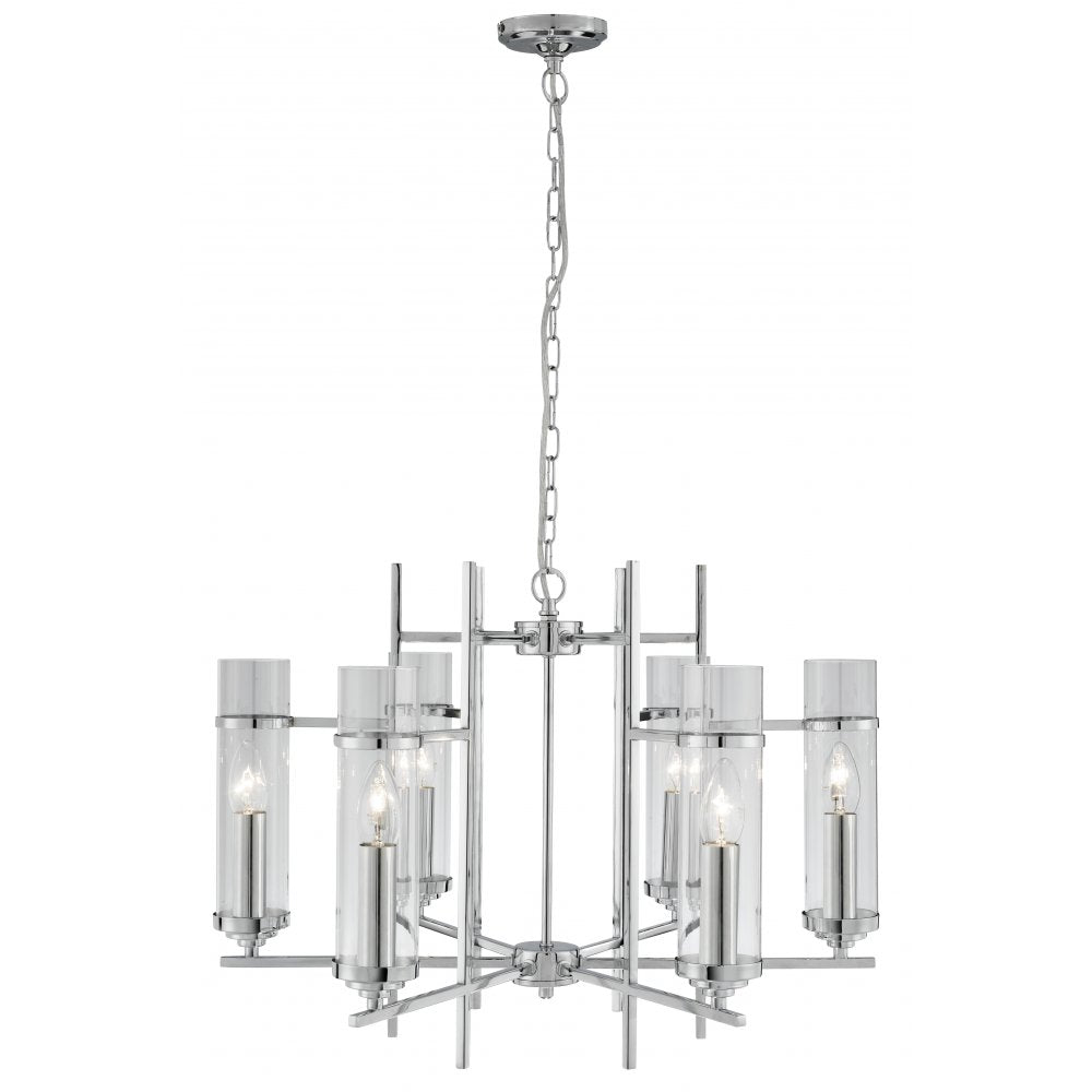 3096-6CC Milo Chrome 6 Light Pend-clear Glass Cylinder Shade