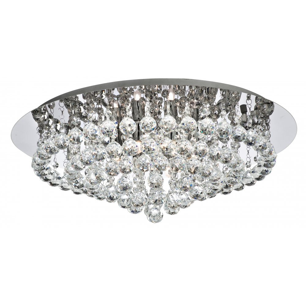 3408-8CC Hanna 8 Light Chrome Flush Clear Crystal Balls