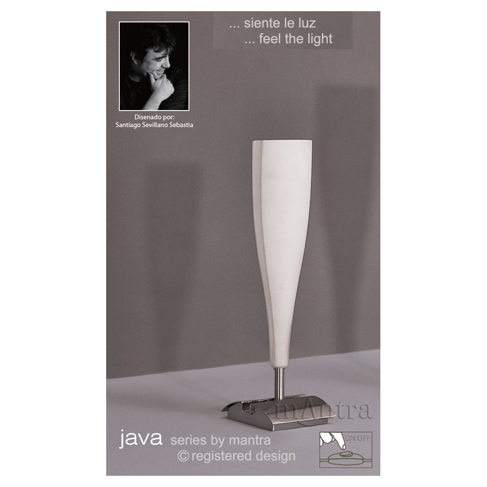 M0064 Java Table Lamp Small 1 Light E14 Satin Nickel/Frosted White Glass