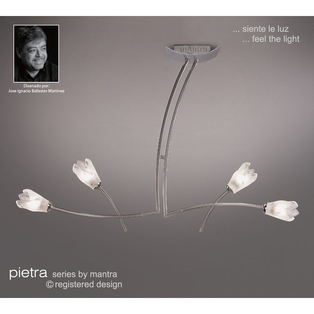 M0183 Pietra Linear Pendant 2 Arm 4 Light G9 Polished Chrome