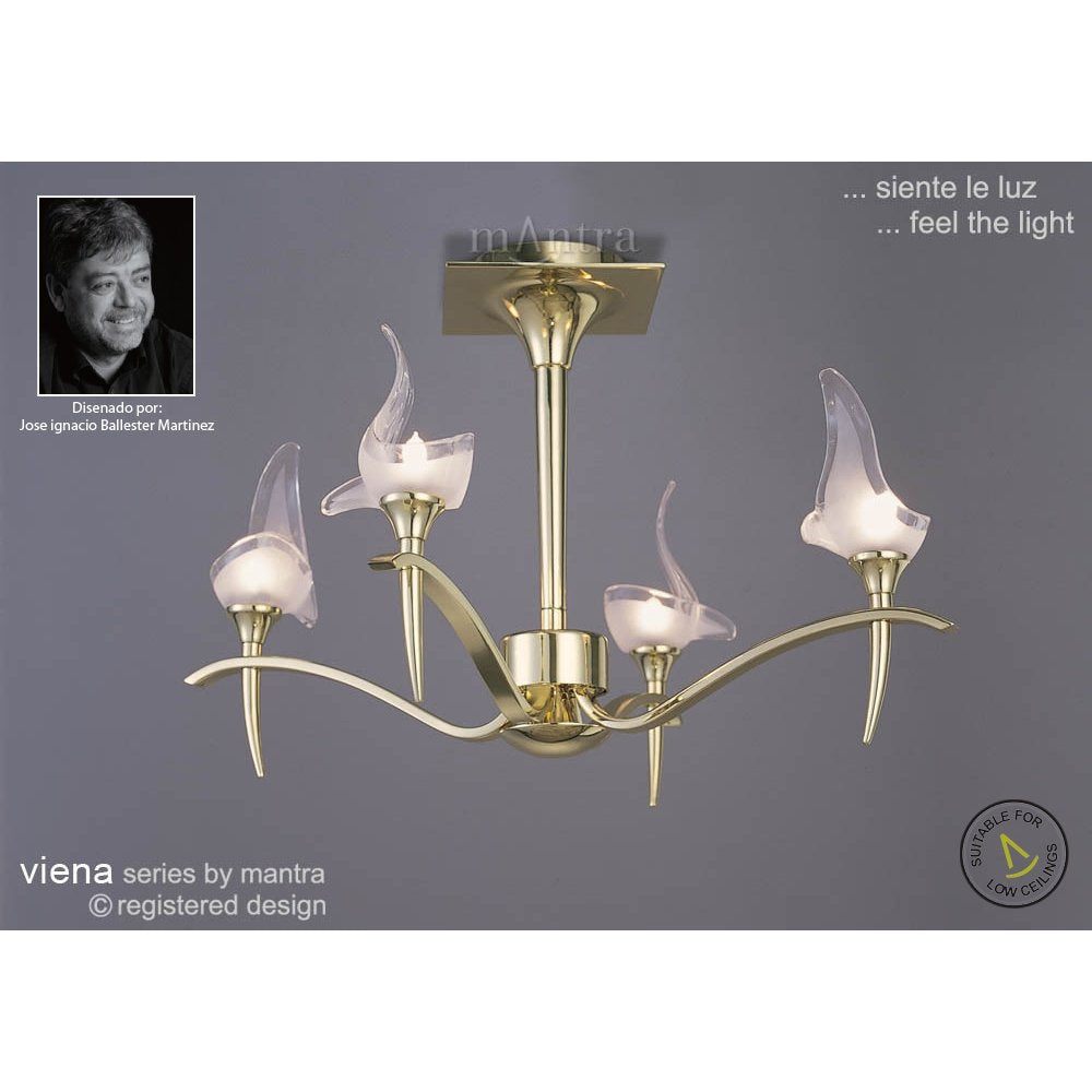 M0325PB Viena Semi Flush Round 4 Light G9 Polished Brass