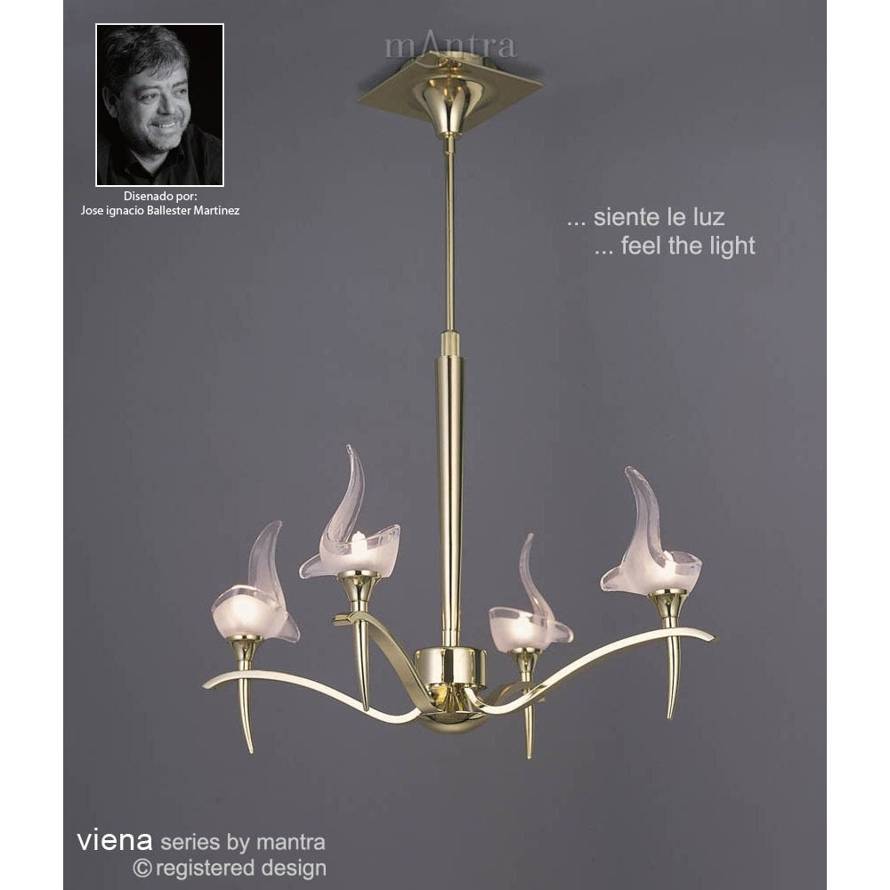 M0323PB Viena Telescopic Pendant Round 4 Light G9 Polished Brass