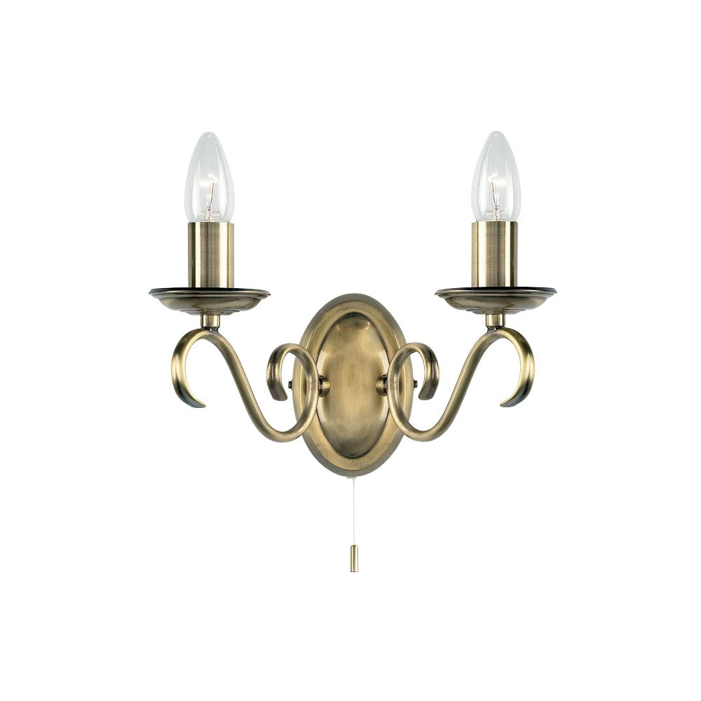 2030-2AN Bernice 2 Light Wall Light Brass (S)