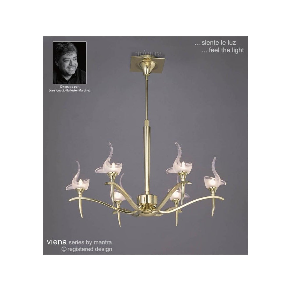 M0322PB Viena Telescopic Pendant Round 6 Light G9 Polished Brass