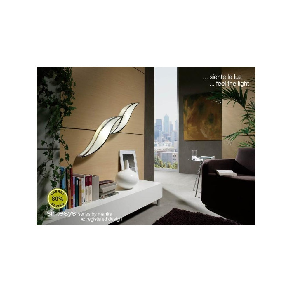 M0671 Sintesys Wall Lamp E27 2 Light E27 Large Polished Chrome/White Acrylic