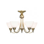 1805-5AN Alton 5 Light Pendant Antique Brass Plate & Matt Opal Glass