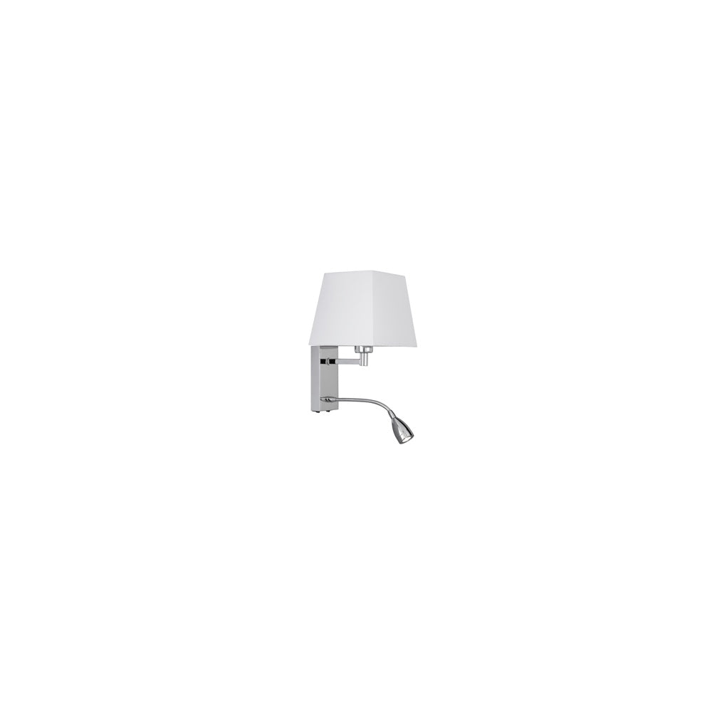 9719CC Adjustable Wall - 2 Light Wall Bracket Led Flexi Arm Chrome White Shade (SD)