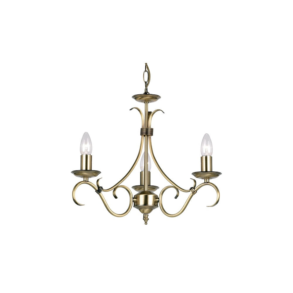 2030-3AN Bernice 3 Light Pendant Antique Brass Plate