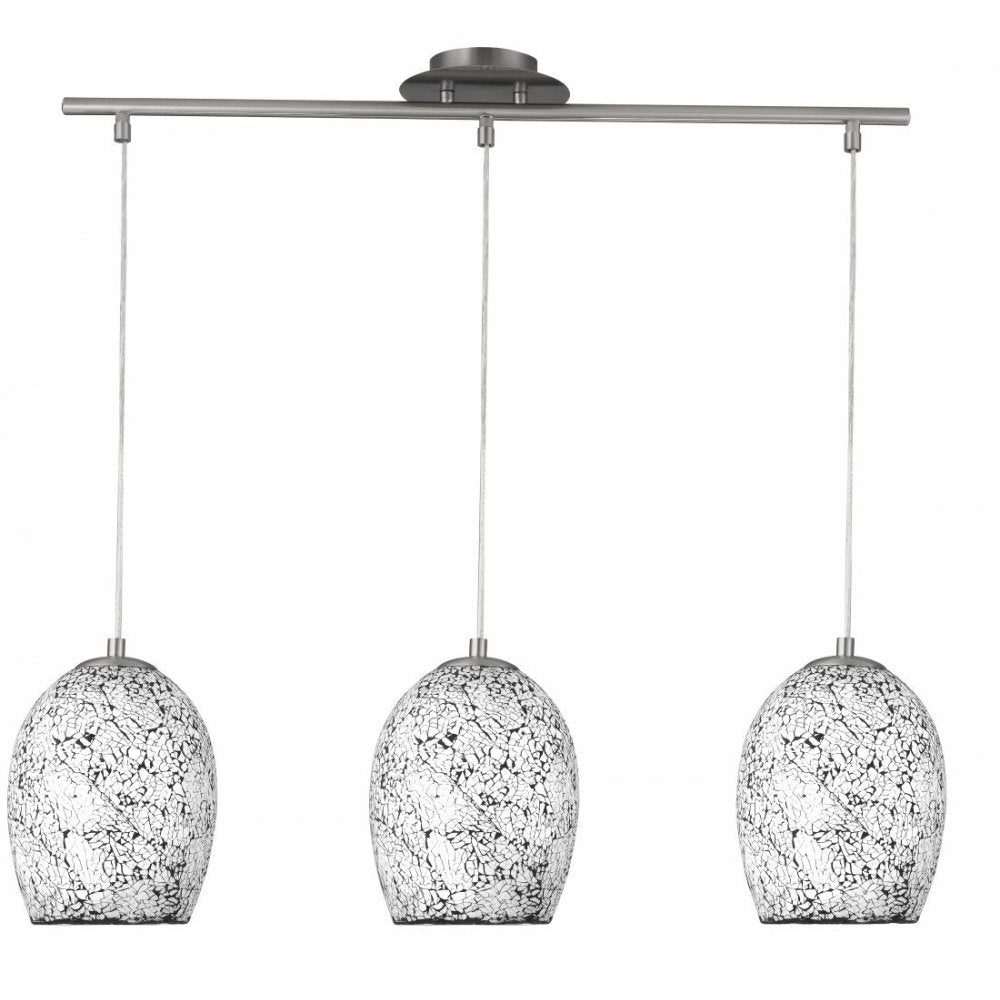8069-3WH Crackle - 3 Light White Glass Pendant