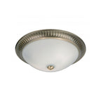 91123 Brahm 2 Light Flush Celing Light Antique Brass Plate & Frosted Glass