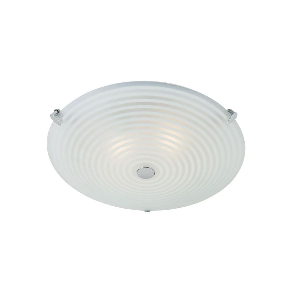 633-32 Roundel 2 Light Flush Celing Light Frosted/clear Glass & Chrome Plate