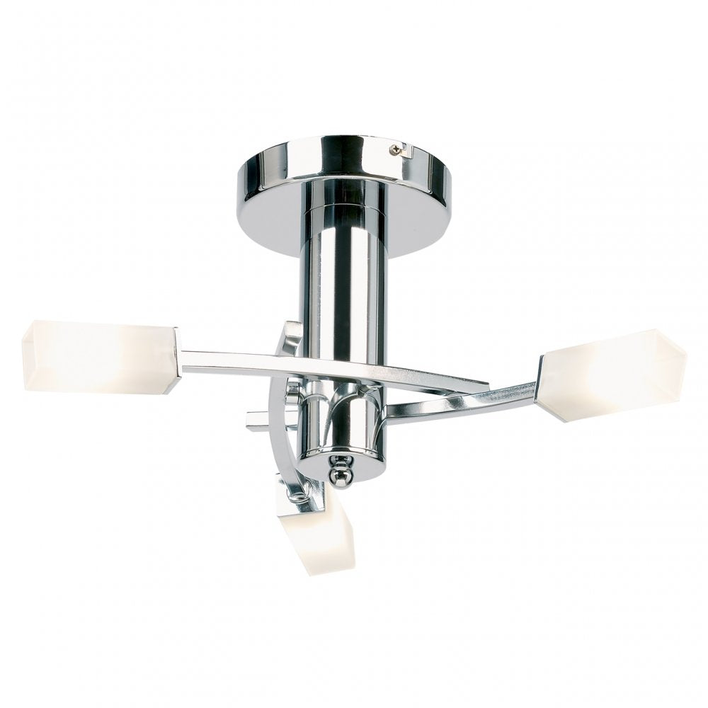 146-3CH Havana 3 Light Semi Flush Ceiling Light Chrome Plate & Frosted Glass