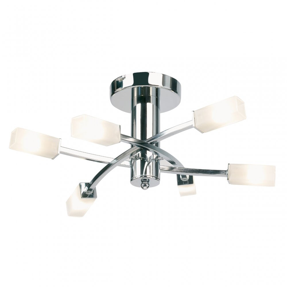 146-6CH Havana 6 Light Semi Flush Ceiling Light Chrome Plate & Frosted Glass