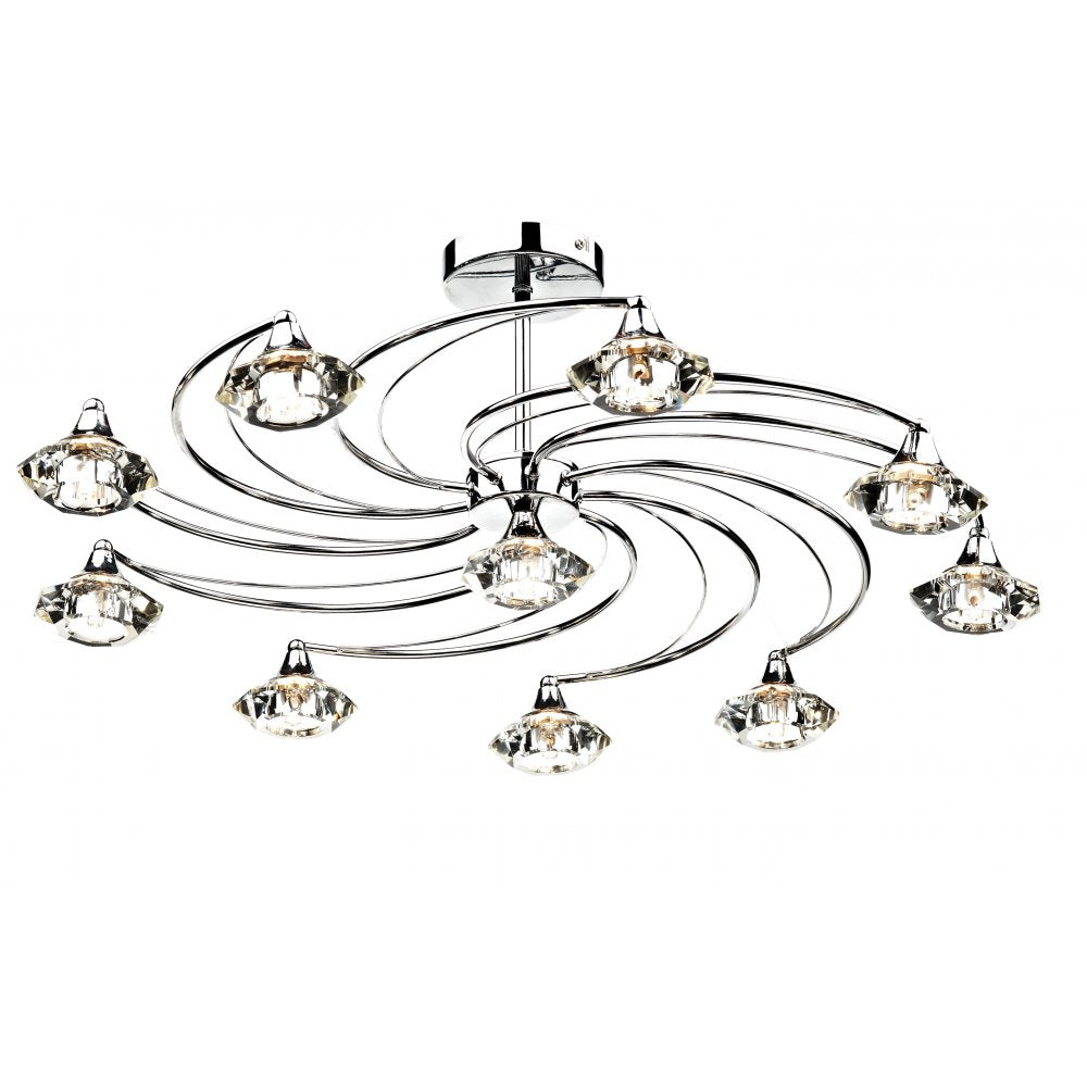 Dar LUT2350 Luther 10 Light Ceiling Light Chrome