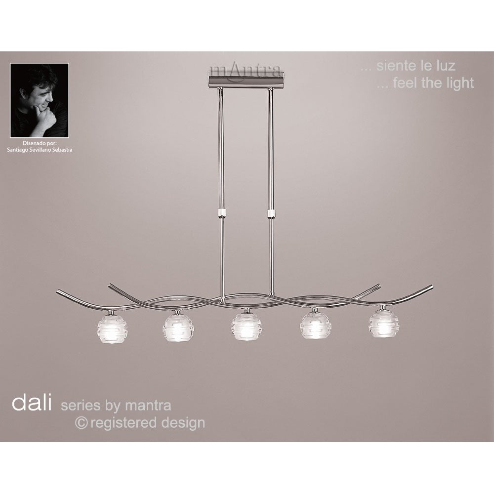 M0081 Dali Telescopic Pendant Line 5 Light G9 Polished Chrome