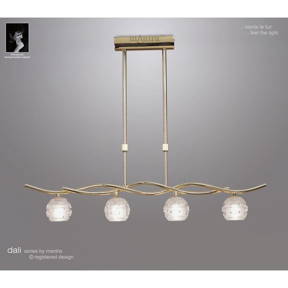 M0082PB Dali Telescopic Linear Pendant Line 4 Light G9 Polished Brass