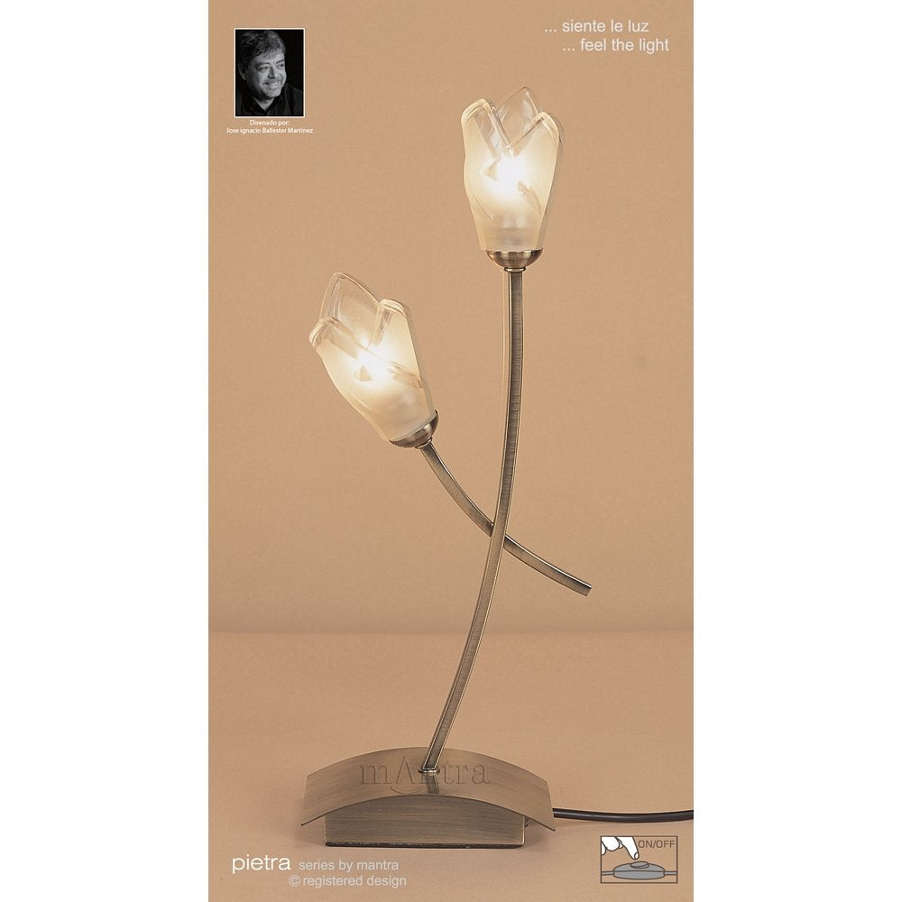M0182AB Pietra Table Lamp 2 Light G9 Antique Brass