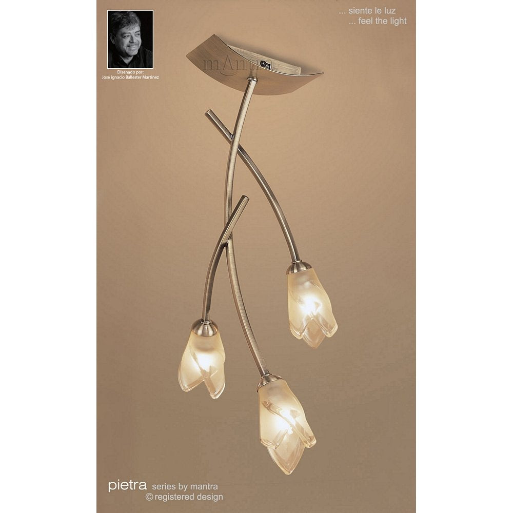 M0189AB Pietra Ceiling 3 Light G9 Antique Brass