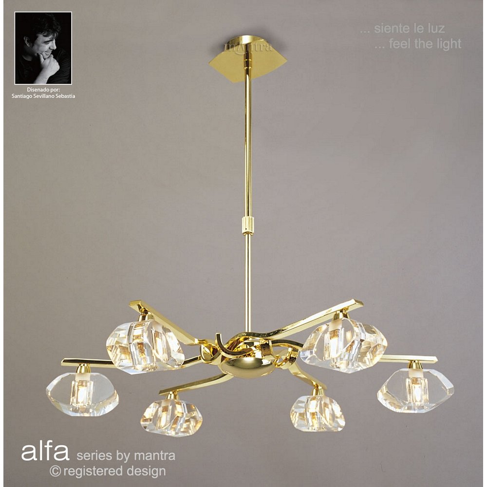 M0412PB Alfa Telescopic 6 Light G9 Polished Brass