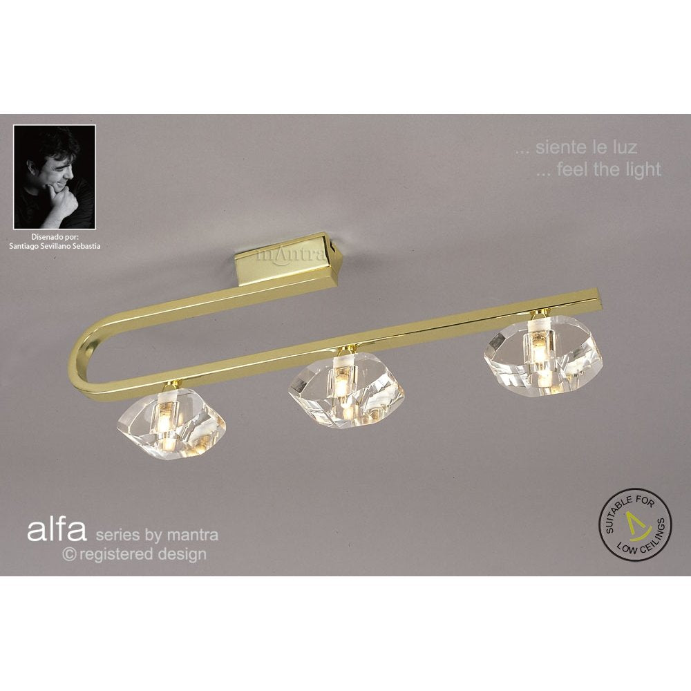 M0421PB Alfa Linear Bar 3 Light G9 Polished Brass