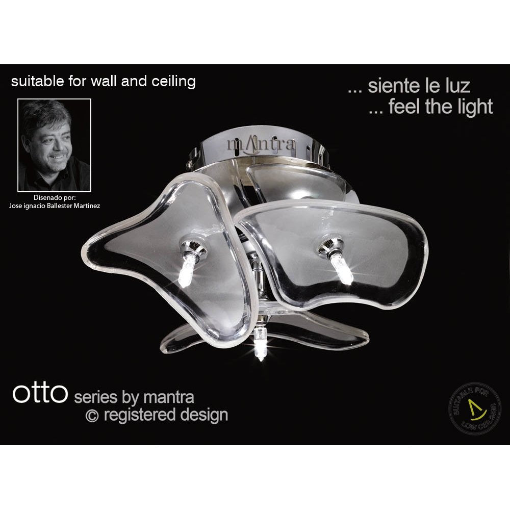 M0592 Otto Ceiling/Wall 3 Light G4 Round Polished Chrome/Frosted Glass