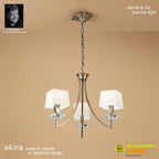 M0783AB Akira Pendant 3 Light E14 Antique Brass Cream Shades
