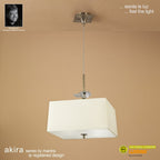 M0784AB Akira Square Pendant 4 Light E27 Antique Brass/Frosted Glass Cream Shade