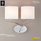 M1135 Eve Wall Lamp 2 Light E27 Polished Chrome White Oval Shades