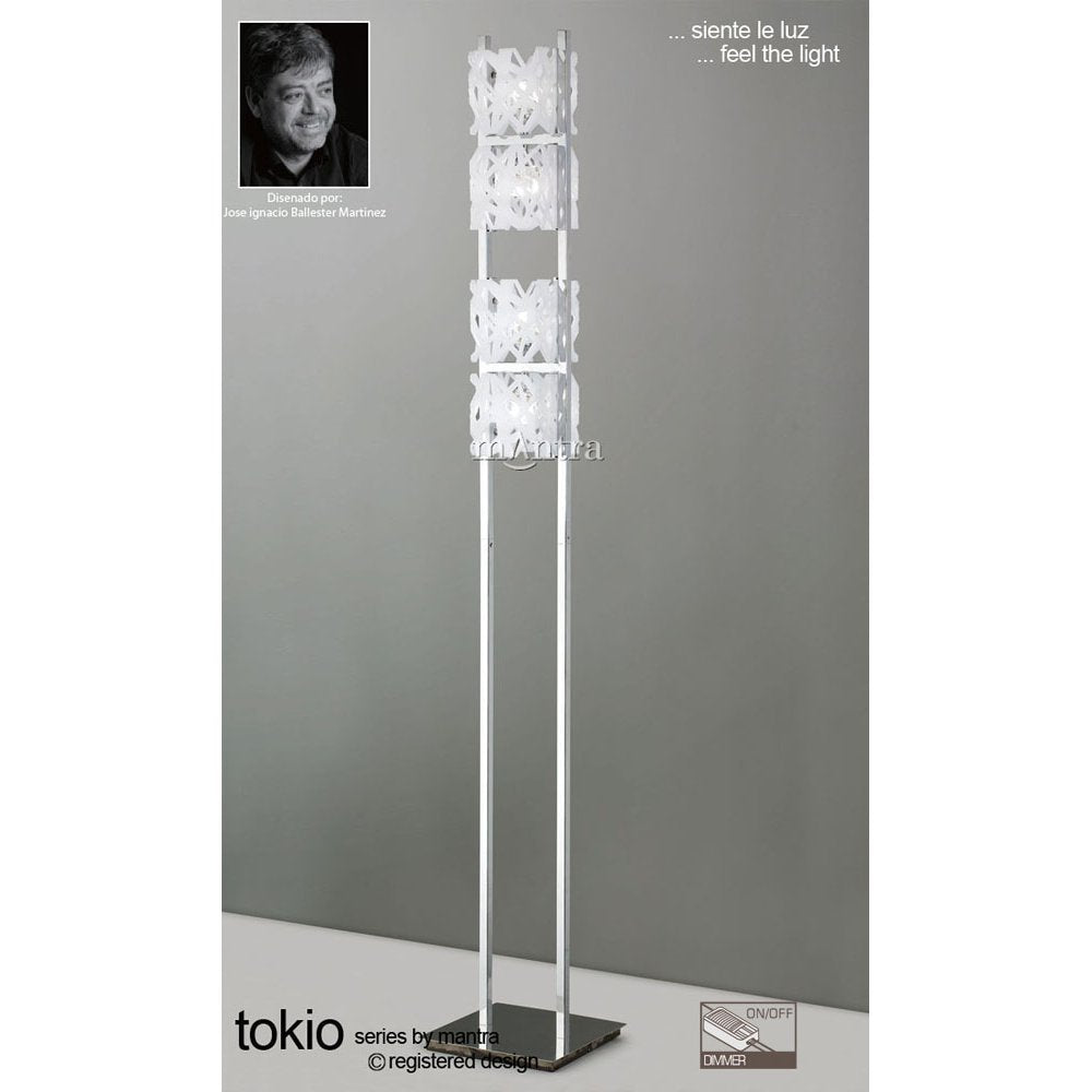 M1250 Tokio Floor Lamp 4 Light G9 Gloss White/Polished Chrome