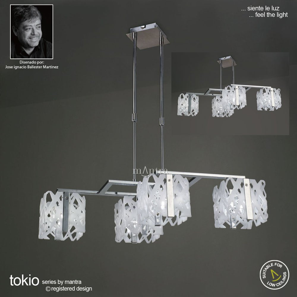 M1257 Tokio Rectangular Telescopic Convertible To Semi Flush 4 Light G9 Line Gloss White/Polished Chrome
