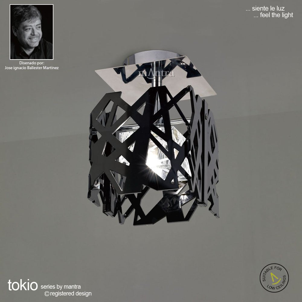 M1275 Tokio Square Ceiling 1 Light G9 Gloss Black/Polished Chrome
