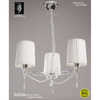 M1313 Lucca Pendant 3 Light E27 Polished Chrome White Shades & Clear Crystal