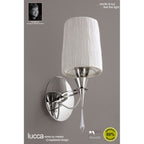 M1317/S Lucca Wall Lamp Switched 1 Light E27 Polished Chrome White Shade & Clear Crystal