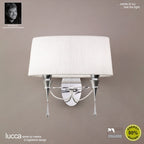 M1340/S Lucca Wall Lamp Switched 2 Light E27 Polished Chrome White Shade & Clear Crystal