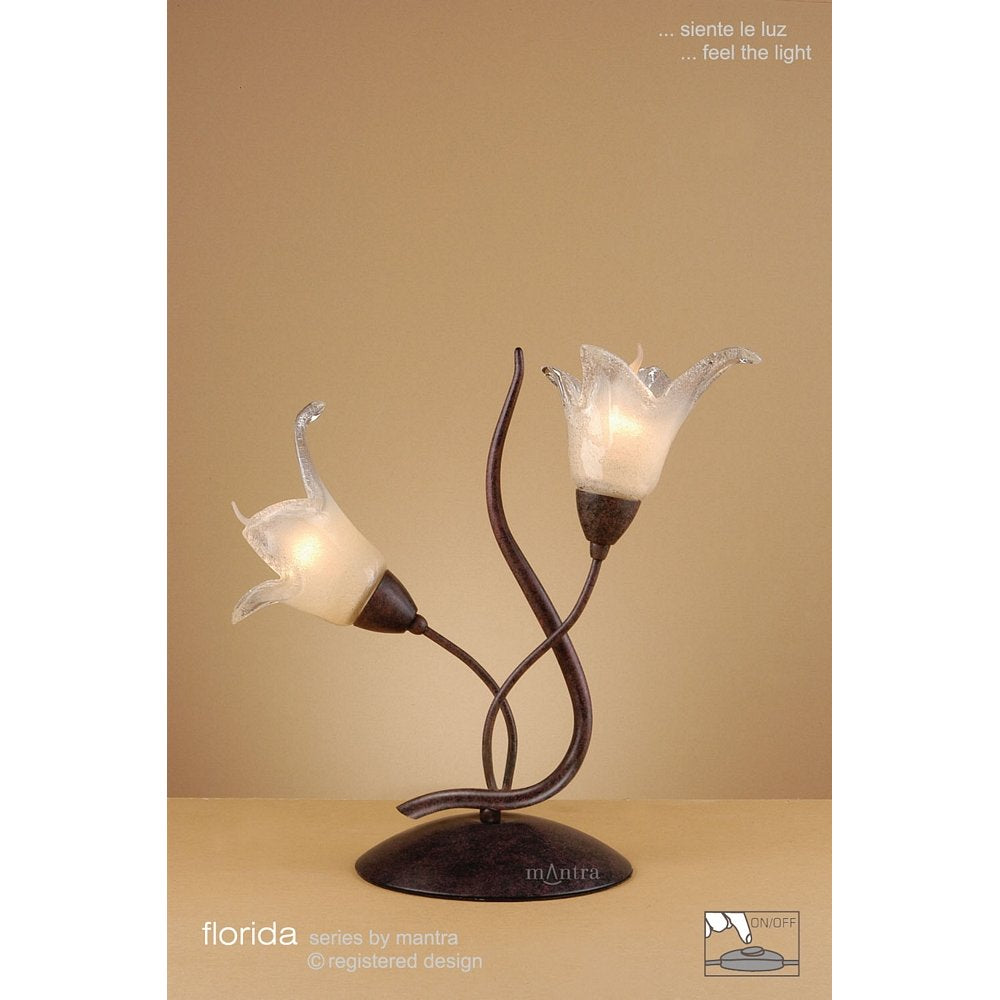 M4356 Florida Table Lamp 2 Light E14 Brown/Black Oxide