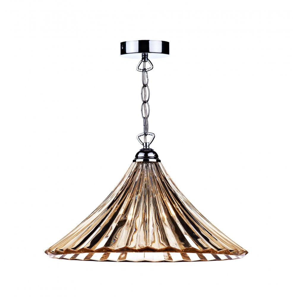 Dar ARD866 Ardeche Pendant Light Amber Glass