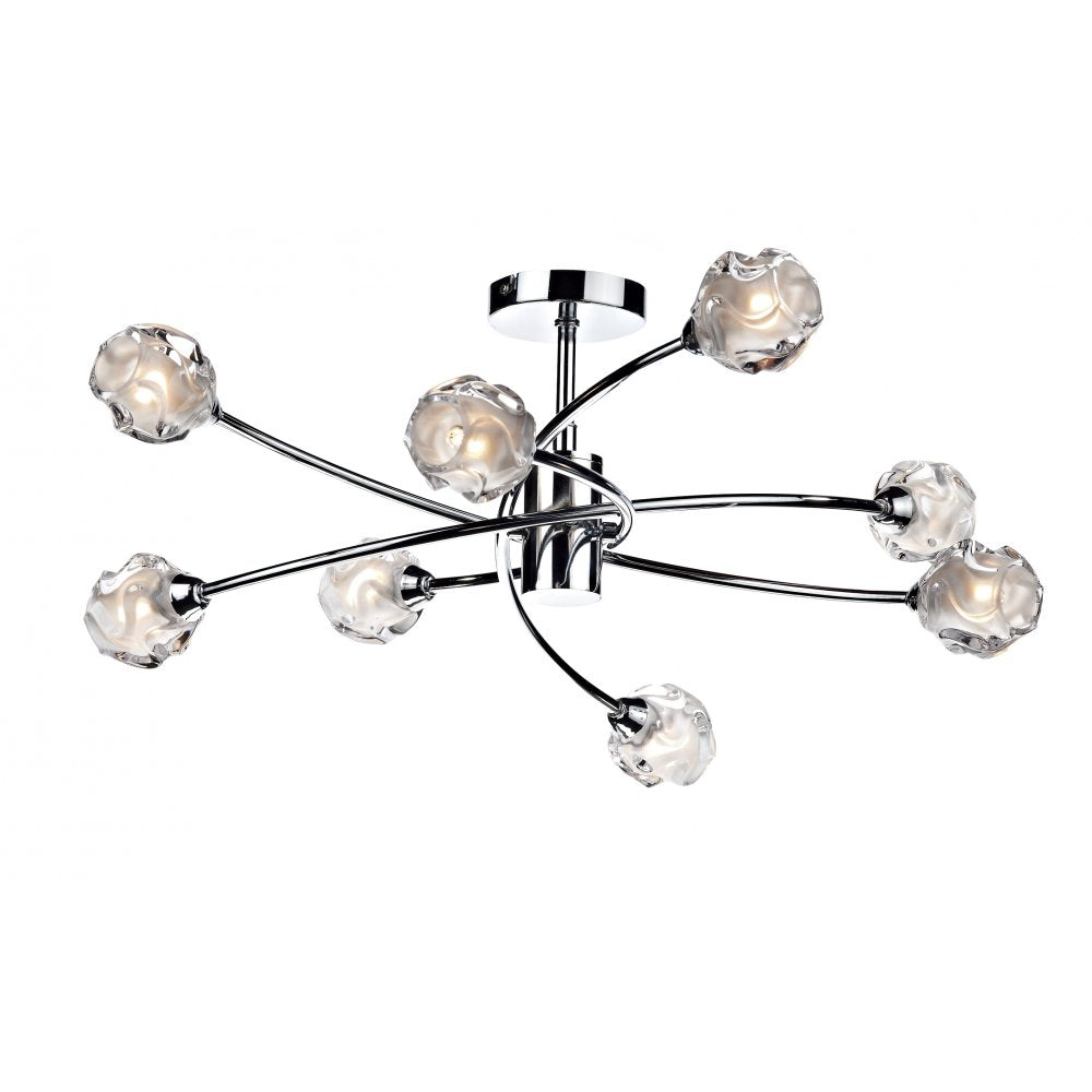 Dar SEA0850 Seattle 8 Lamp Semi Flush Polished Chrome