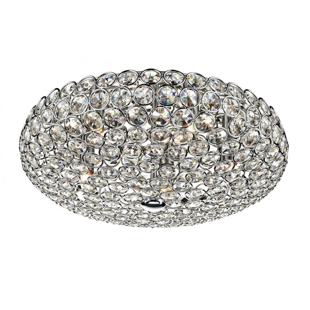 Dar FRO5450 Frost 5 Lamp Flush Ceiling Light Polished Chrome