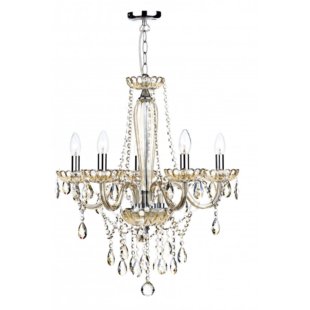Dar RAP0506 Raphael 5 Light Chandelier Champagne Crystal