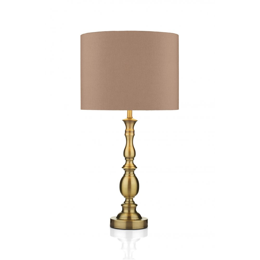 Dar MAD4275 Madrid Ball Table Light Antique Brass With Shade