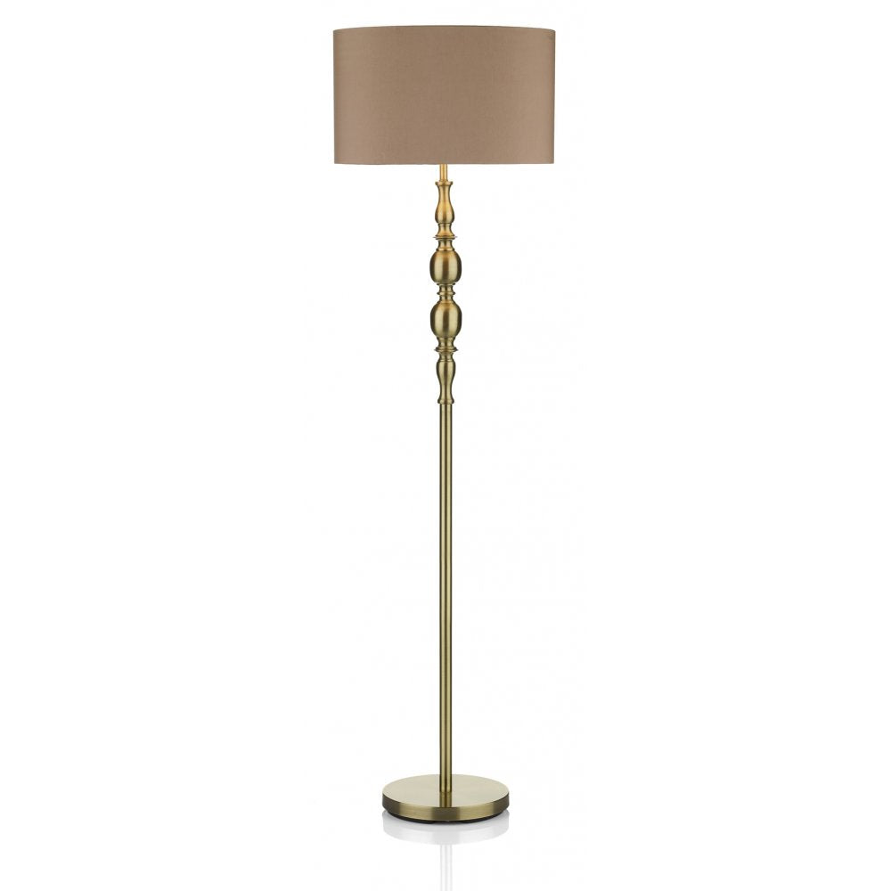 Dar MAD4975 Madrid Ball Floor Lamp Antique Brass With Shade