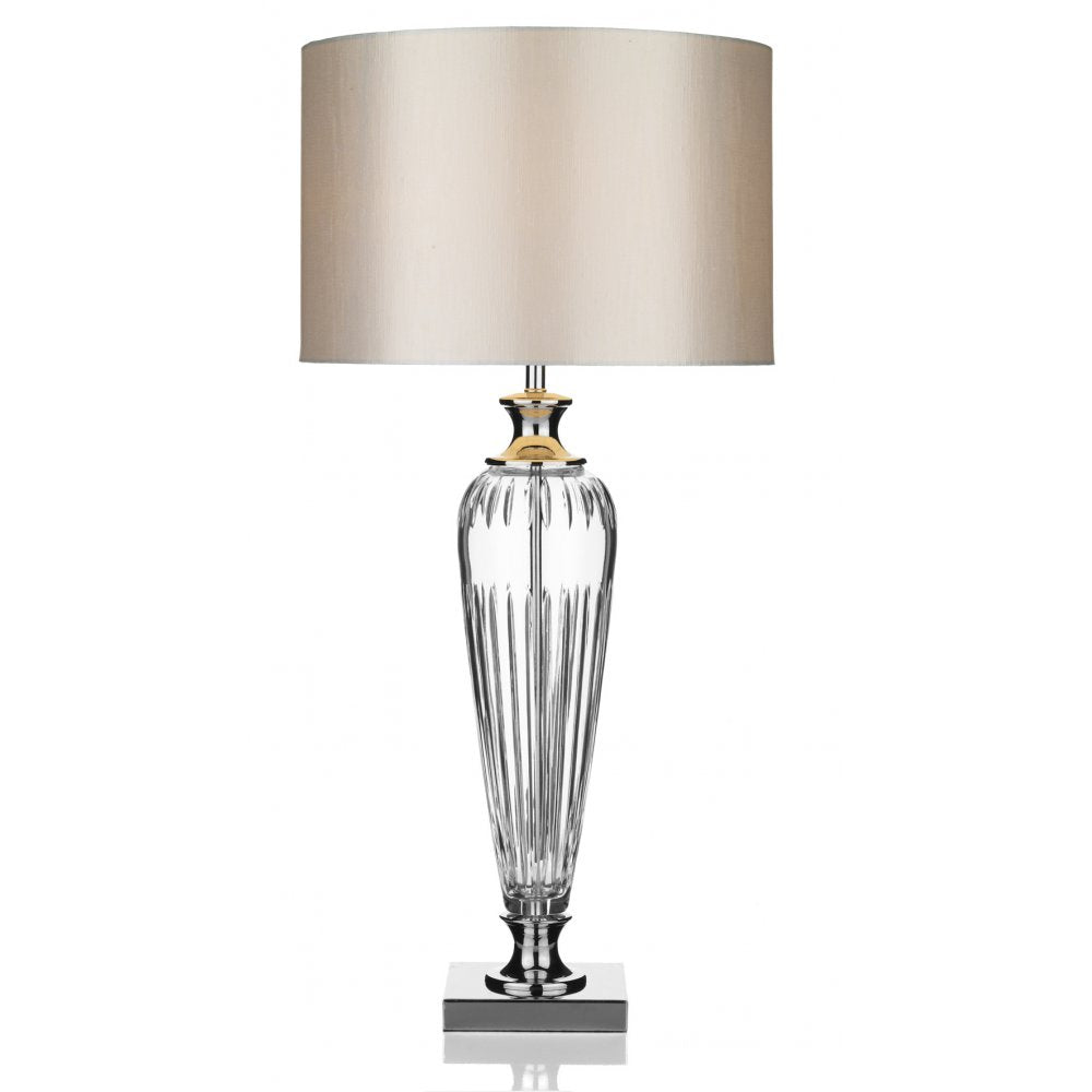 Dar HIN4208 Hinton Table Lamp Crystal With Silver Shade