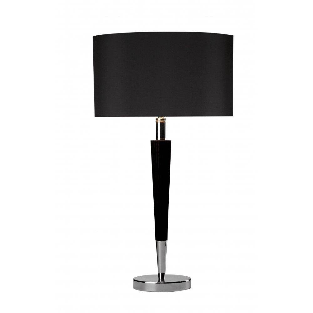 Dar VIK4022 Viking Table Lamp Polished Chrome And Black With Black Len Shade