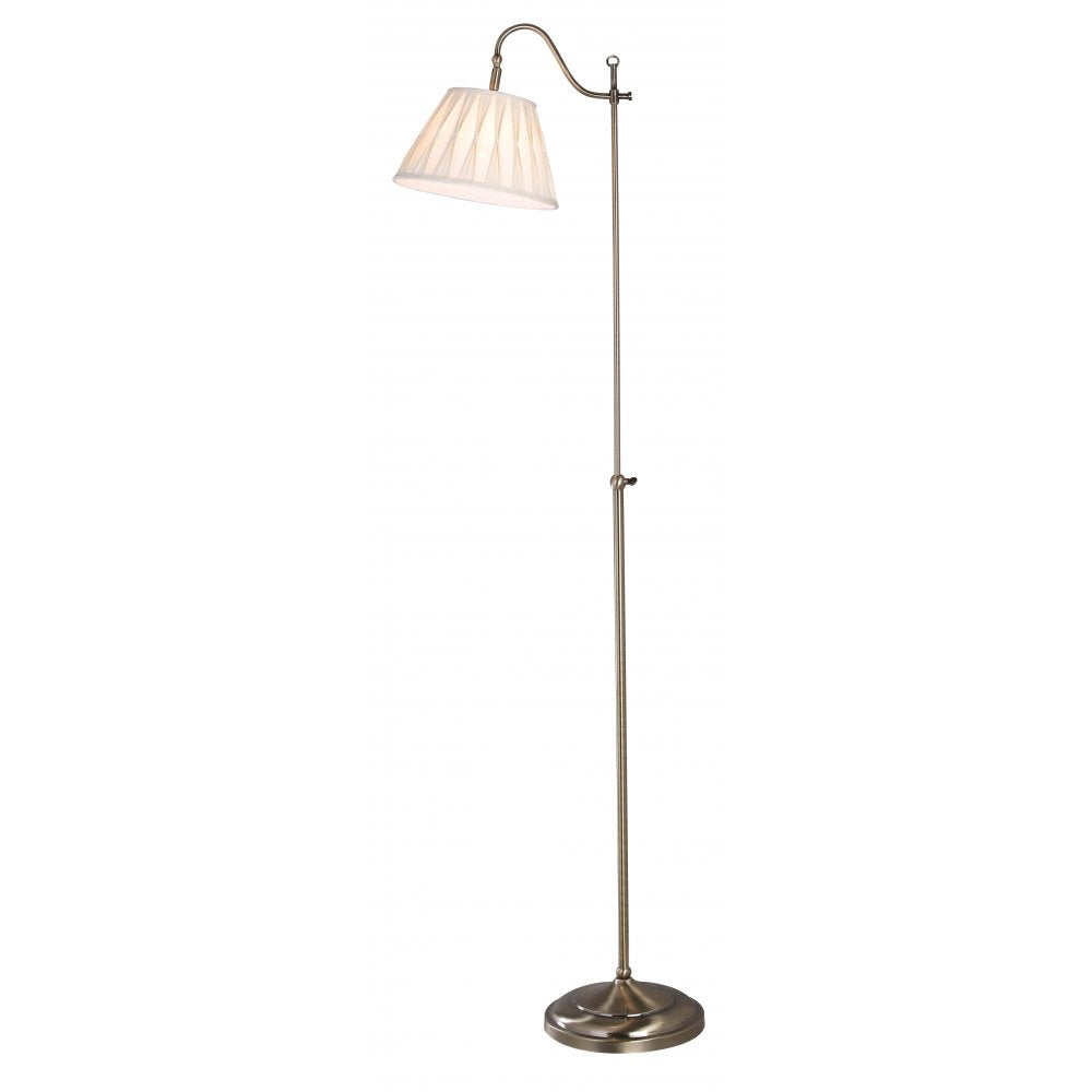 Dar SUF4975/X Suffolk Floor Lamp Rise & Fall Antique Brass With Shade