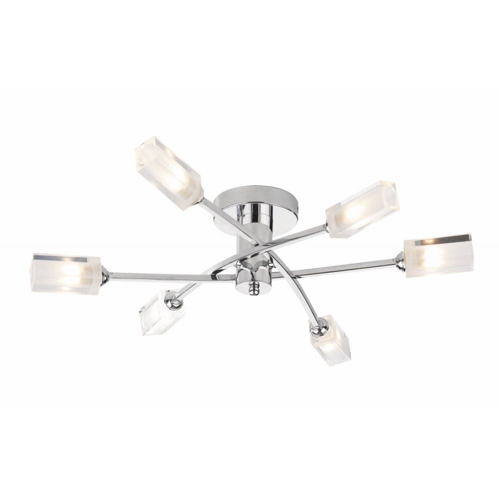 Dar MOR6450 Morgan 6 Light Semi Flush Polished Chrome