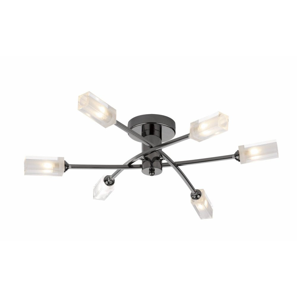 Dar MOR6467 Morgan 6 Light Semi Flush Black Chrome